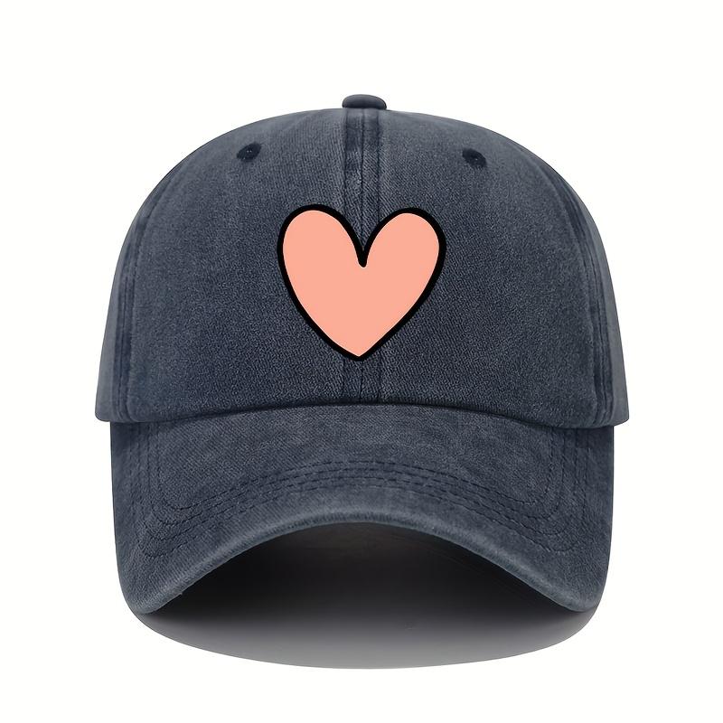Valentine's Day Heart-shaped Printed Baseball Cap with Adjustable Retro Sports Cap Suitable for Men and Women