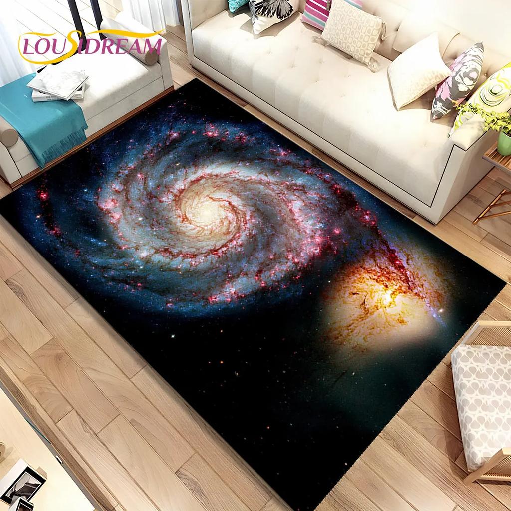 Galaxy Universe Space Stars Area Rug,Carpet Rug for Home Living Room Bedroom Sofa Doormat Decor,Kids play Non-slip Floor Mat HD