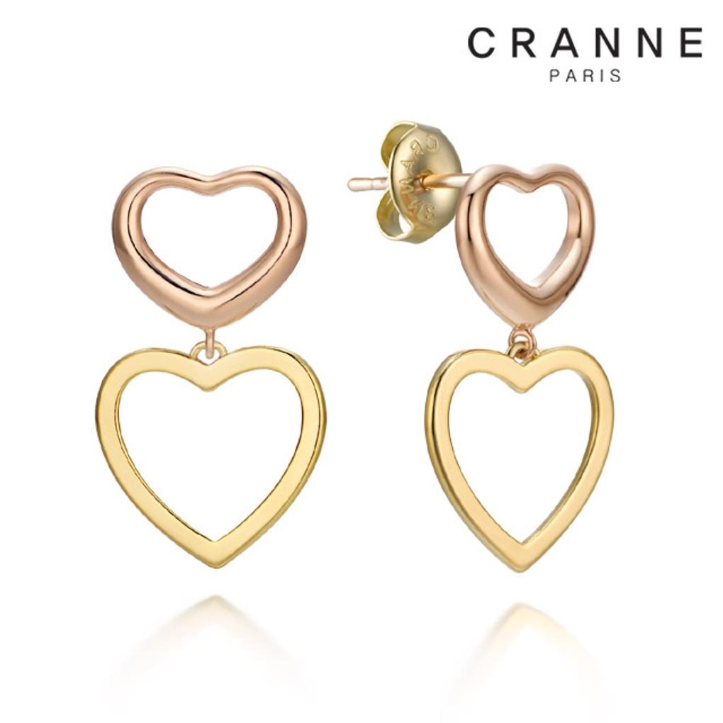 14K Lovely Two Heart Earrings (Gold Filled) C24EGF102
