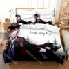 Modisches Bungo Stray Dogs Anime Bettwäsche-Set Einzelbett Twin Full Queen King Size Bettwäsche-Set Kinderzimmer Bettbezug-Sets Bettlaken-Set