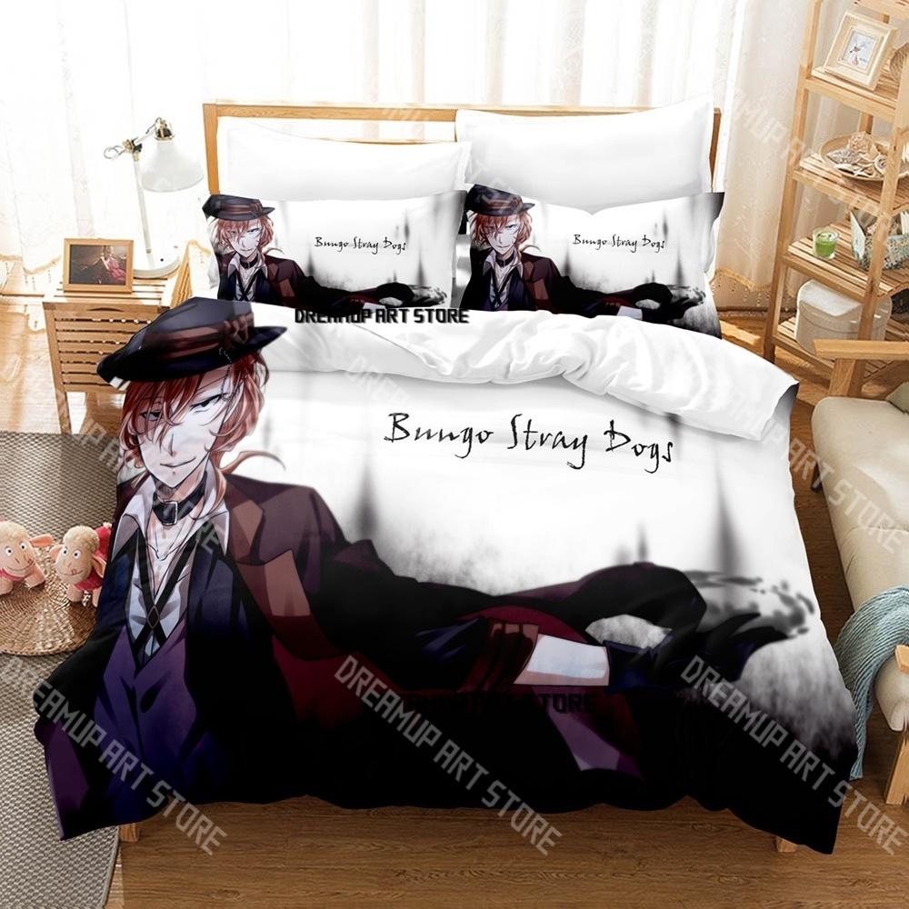 Modisches Bungo Stray Dogs Anime Bettwäsche-Set Einzelbett Twin Full Queen King Size Bettwäsche-Set Kinderzimmer Bettbezug-Sets Bettlaken-Set