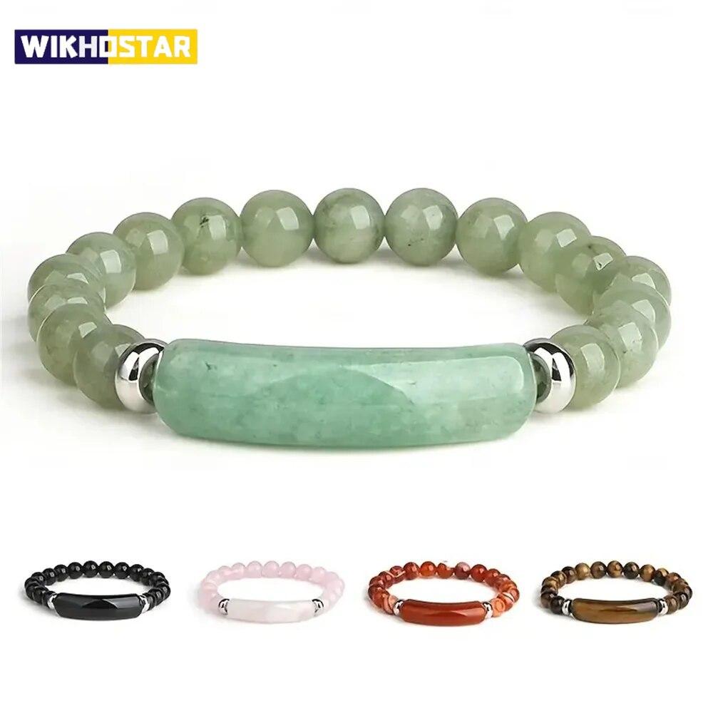 1pc Healing Handmade Stone Bracelet Turquoise Natural Malachite Gemstone Crystal Rough Bracelet Body Energy Yoga
