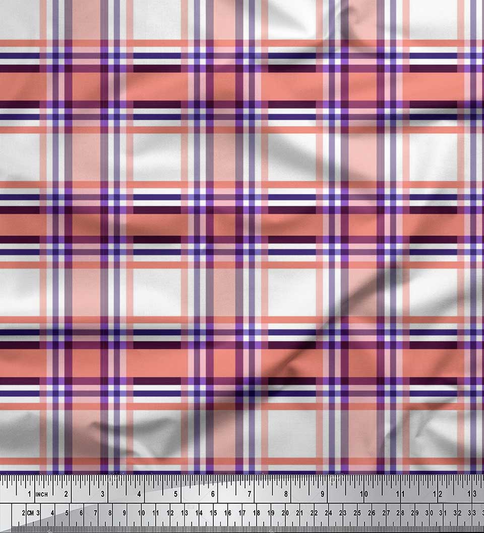 

Тканина Soimoi Japan Crepe Satin Gingham 42 Inch Wide - Poly Crepe рожевий