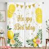 2pcs 2D flat printing Curtains Happy Birthday Lemon Party Fabric Without Electricity Festive Holiday for All Season celebrations