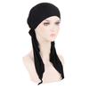 Muslim Inner Hijab Turban Women Pre-Tied Long Tail Headscarf Wrap Cap Beanies Bonnet Head Scarf Stretch Headwear Hat Mujer