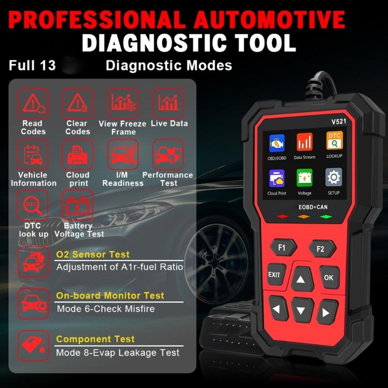 Multifunctional V521 OBD Car Diagnostic Scanner Tester Tool Suitable for Engine Fault Code Reading Quick Error Detection