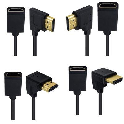 HDTV Port Male To Female 2.0 Extension Cable 4K 60Hz Right Angle Designing for Tight Space In Home Theater Setsup
