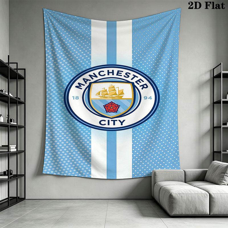 MCFC logo Wall Hanging Printed Fabric Blanket Decorative Tapestries for Bedroom Living Room Home Decor