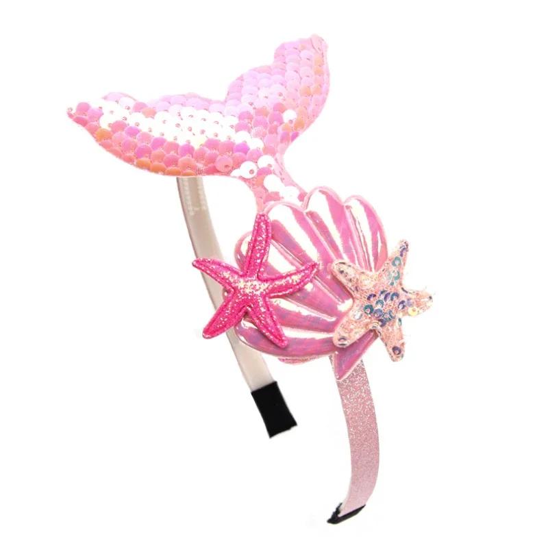

Girls Hairbands Mermaid Headwear Color Sequin Shells Shiny Princess Sweet Children s Hair Accessories Photo Prop Party Headbands