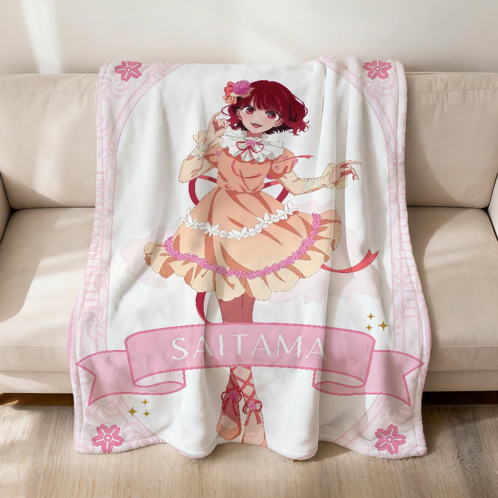 Anime Cute Manga O-oshi No Ko Fanart Flannel Soft Warm Plush Blanket Sofa Living Room Pet Hogar Bedroom Gift Home Car Portable