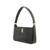 Burberry Black Leather TB Monogram Hobo Shoulder Bag With Gold Hardware For Daily Use