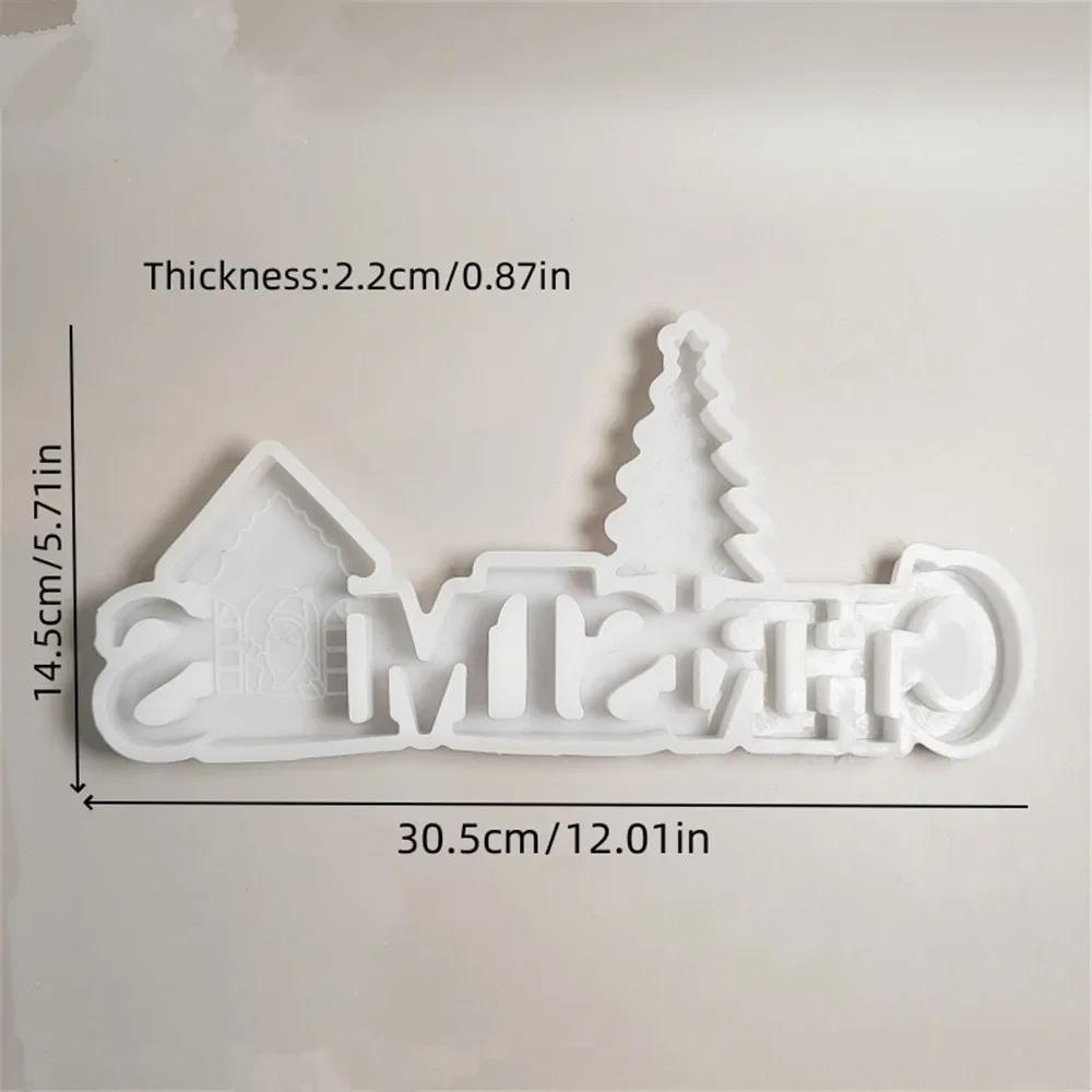 Christmas English Letter Ornament Decoration Cement Gypsum Mold DIY Silicone Mold Christmas Atmosphere Decoration