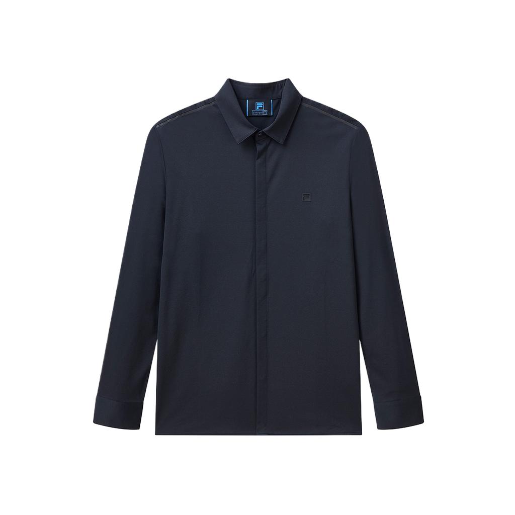 FILA Blue Series Simple Classic Soft Comfortable Long Sleeve Shirt Men shirts Legendary-Blue F11M012401G-NV