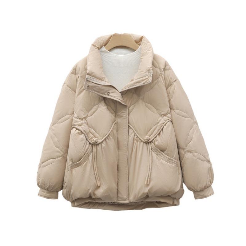 Feather 90 White Duck Down New National Standard Autumn and Winter New Stand-up Collar Solid Color Simple Down Jacket Women