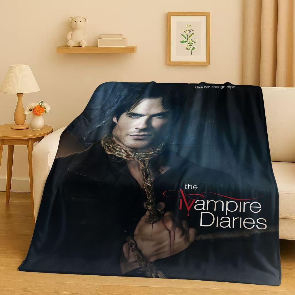 

Класична фланелева ковдра Damon Salvatore з серіалу Щоденники вампіра, надзвичайно м який теплий плюшевий плед для дому, спальні, ліжка, дивана, для дітей 100x150cm