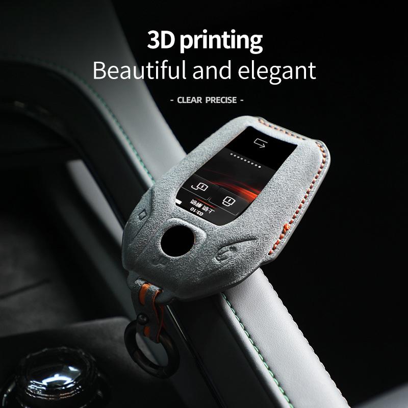Alcantara For Bmw 1 3 5 7 Series X1 X3 X5 X6 X7 F30 G20 F34 f31 G30 G01 F15 G05 I3 Car Key Case Remote Suede Keychain Cover