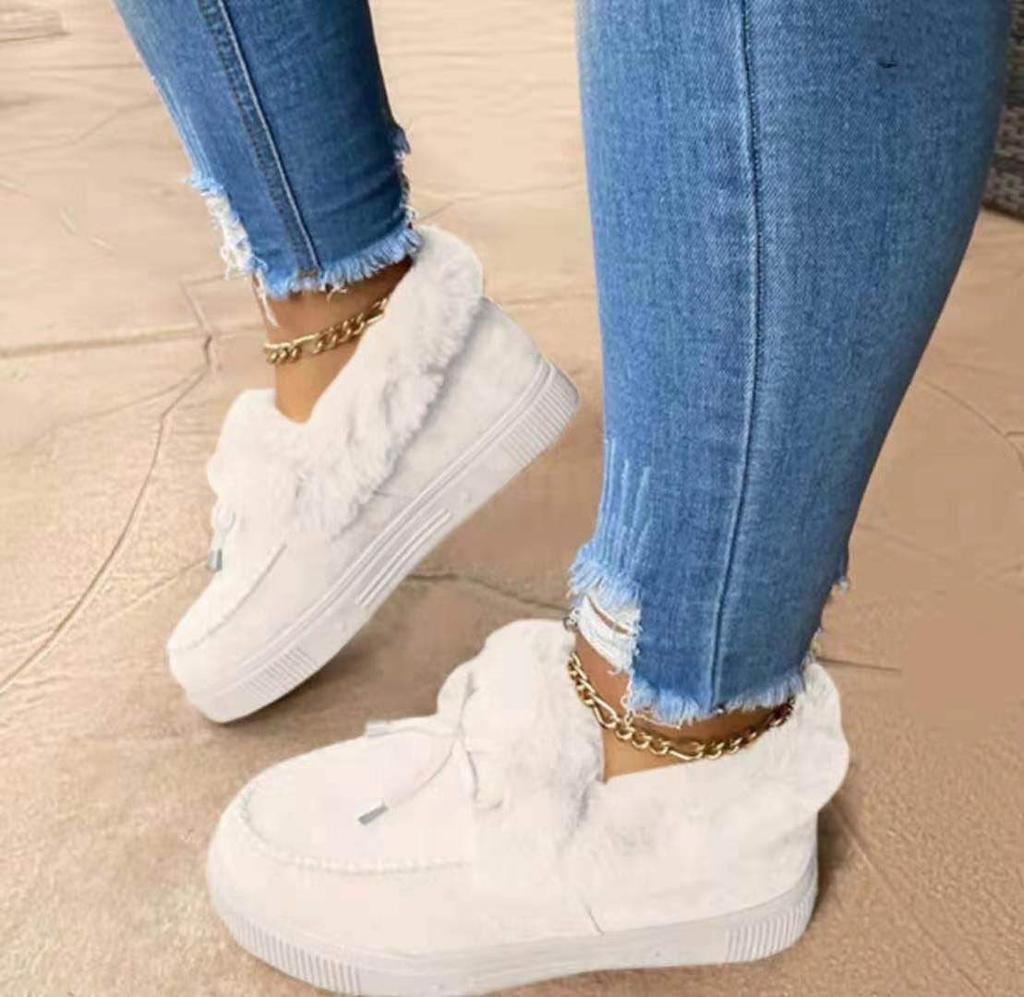 Damen Winter Rundkopf Gepolstert Verdickt Warm Baumwollschuhe Dicksohlig Bequeme Schneestiefel