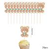 20pcs Carton Bear Cupcake Toppers Blue Pink Topper for Kids Baby Shower Bear Happy Birthday Party Decorations DIY Cake Supply