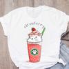 Cat Coffee Paw Strawberry Women's T-Shirts Cute Cartoon Top Female T Shirt Summer Funny Clothes O-Neck Ladies Tee Tops Shirts