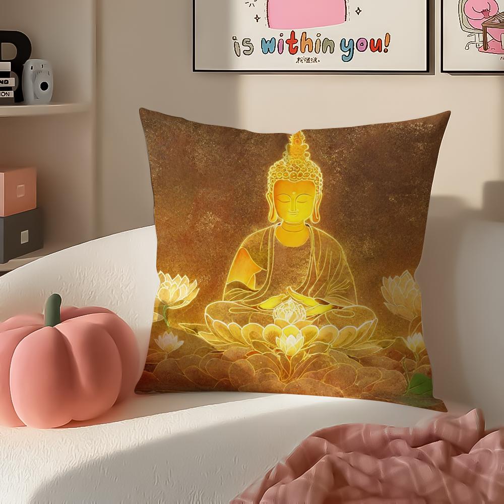 Sacred Peaceful Global Religion Art BBuddhism Cushion Cover Pillowcase Short Plush Invisible zipper Room Sofa Cushion Cover 30X30cm