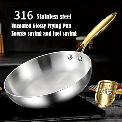 316 Edelstahl Pfanne Mit Goldenem Griff Wok Pfanne Antihaft Kochgeschirr Gebratenes Steak Gasherd Topf Universelle Pfanne