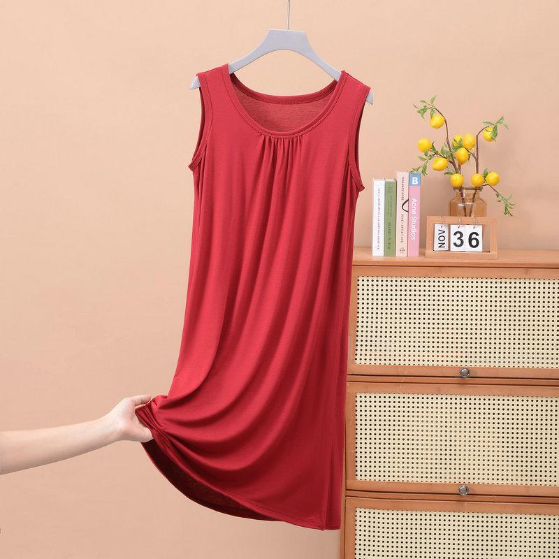 Pajama Women's Summer Sleeveless Vest Pajama Skirt, New Loose Large Size Suspender Skirt Spring and Summer