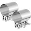 GaRhomxy 2.5 "Exhaust Clamp 304 Stainless Steel Heavy-Duty Lap Joint Band Clamp, Used for Mufflers, Catalytic Converters, Exhaust Pipes (2 Pack)