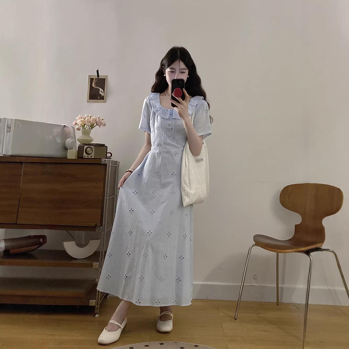 French Style Plus Size High Waist Slimming Square Neck Summer Dress Plus XXL