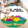 Mr. Men Little Miss Custom Name Round Area Rug,Carpet Rug for Living Room Bedroom Sofa Playroom Decor,Non-slip Floor Mat