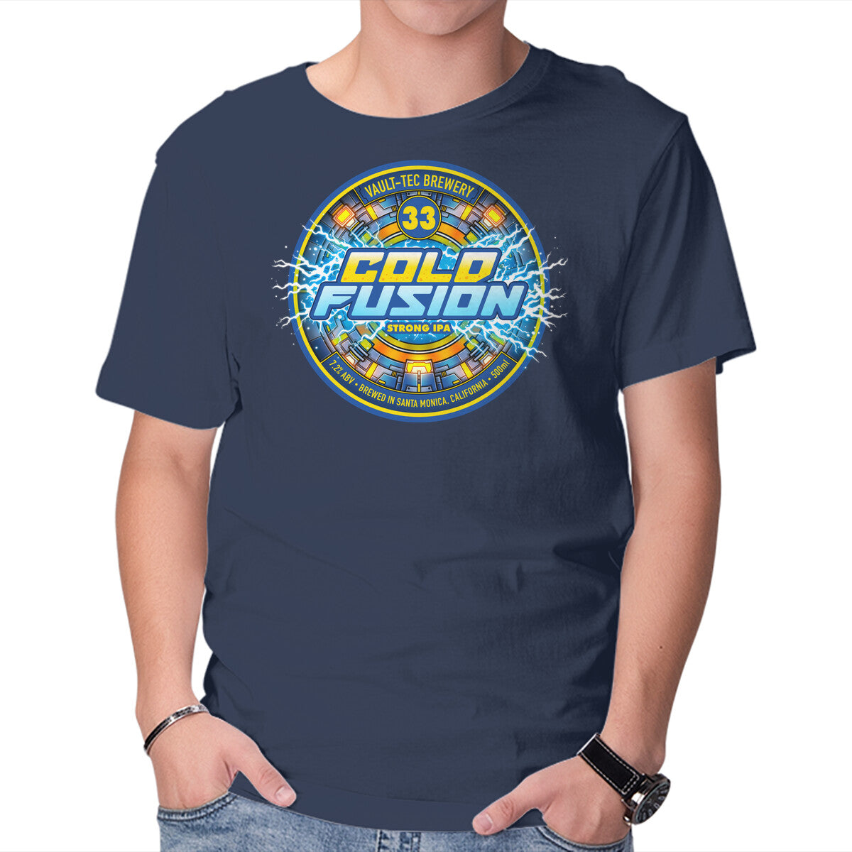 Unisex Crew Neck T-Shirt Cold Fusion Beer Graphic Short Sleeve Casual Tee L