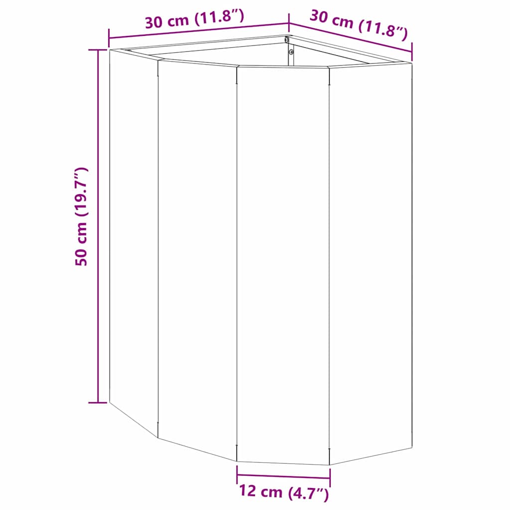 Corner Planter Olive Green 30 x 30 x 50 cm Steel