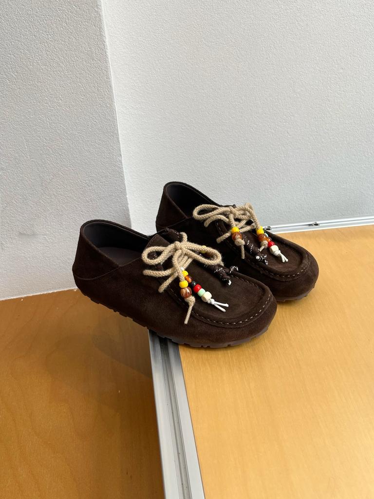 Two Wear Genuine Leather Kangaroo Shoes 2025 Autumn New Flat-bottomed German Training Shoes Women's Shoes Casual Shoes Versatile Small Leather Shoes S