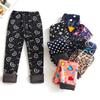 Girls' Fleece-Lined Leggings: Autumn/Winter Children's Printed Slim-Fit Thermal Pants - Outerwear Long Pants