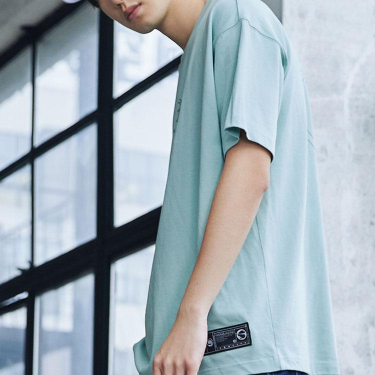 Li Ning Bad Five Multi Pocket Sports Basketball Series Round Neck Loose Sports T-Shirt Men Tops Gray-Mist-Green AHSQ307-5