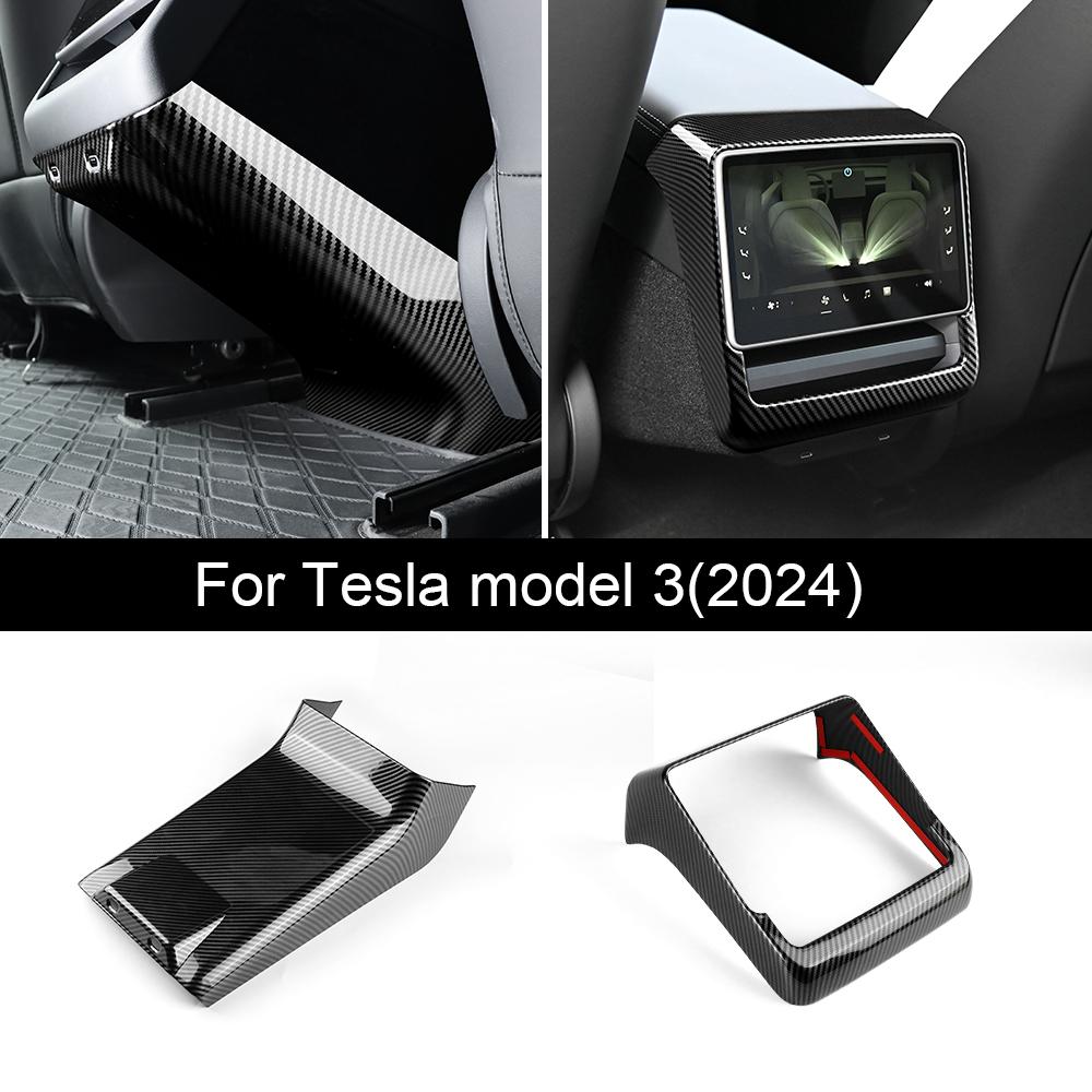 ABS Carbon Fiber Rear Air Conditioning Vent Protective Cover For Tesla Model 3 Highland 2025 Model Y Juniper 2025 Accessories