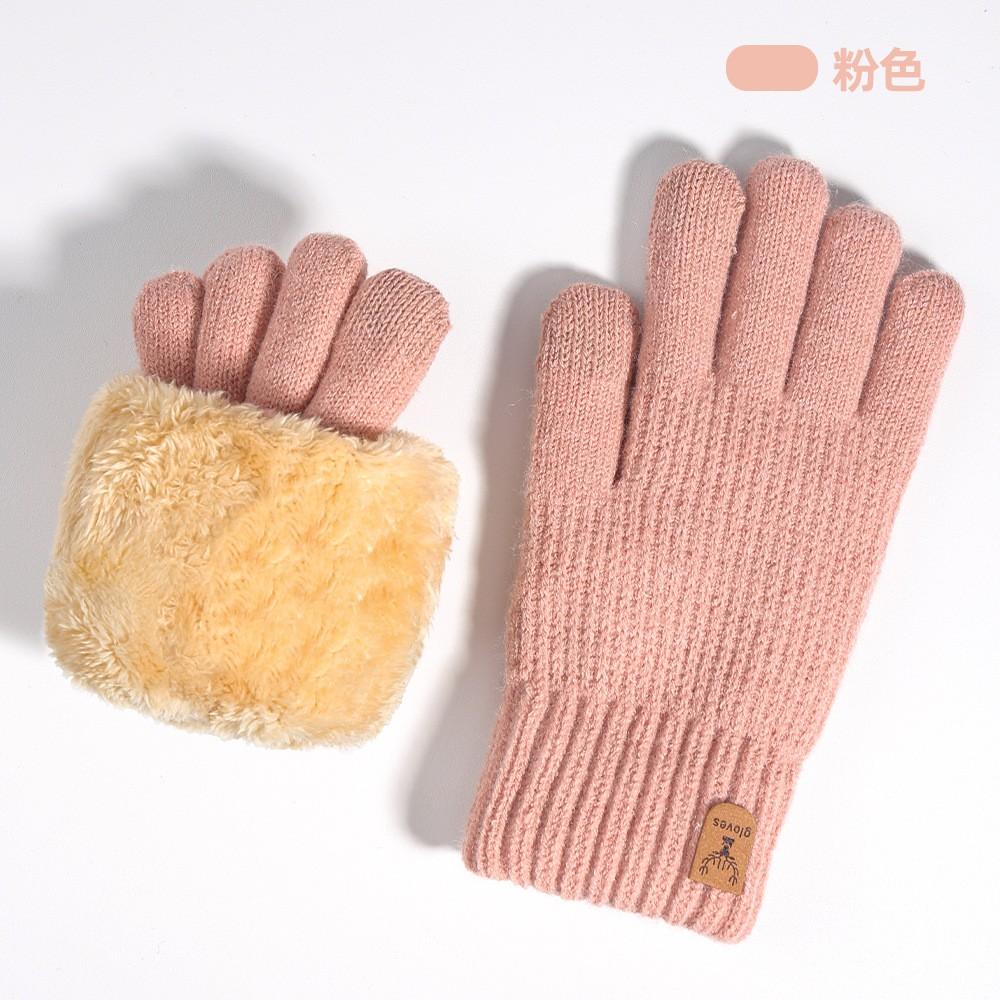 Woolen Knitted Screen Gloves For Men, Winter Fleece Thickened Outdoor Cold-proof And Warm Gloves