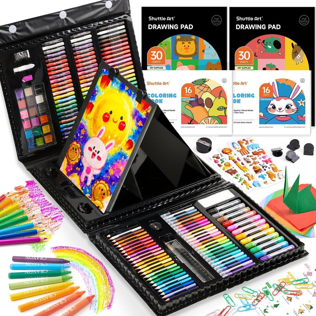 Shuttle Art Art Set with Colored Solid Coloring Watercolor Pencil Palette and Portable Storage Portable Educational Gift for Preschool and Elementary