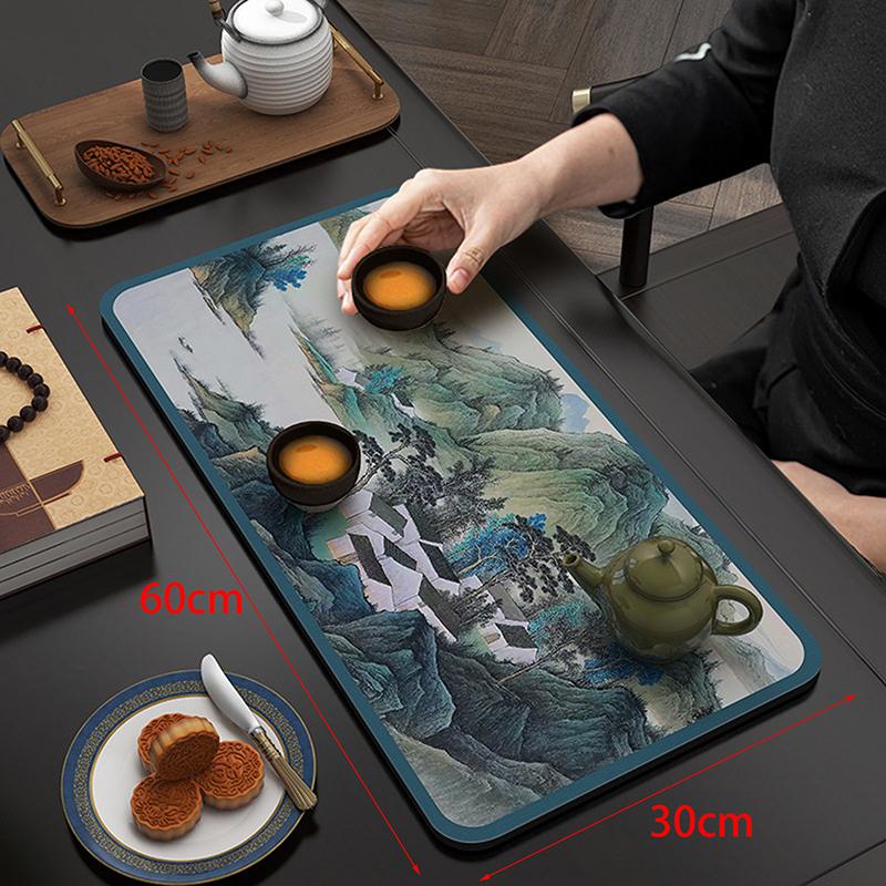 Chinese-Style Tea Flag Tablecloth, Absorbent, Quick-Drying, High-End Long Tablecloth For Home Use, Wash-Free Tea Towel.