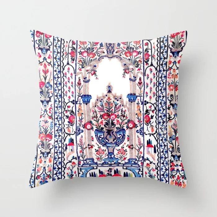 Ethnic Style Pattern Square Polyester Pillowcase, Sofa Living Room Decorative Cushion Cover, Bedroom Bedside Pillow Cover