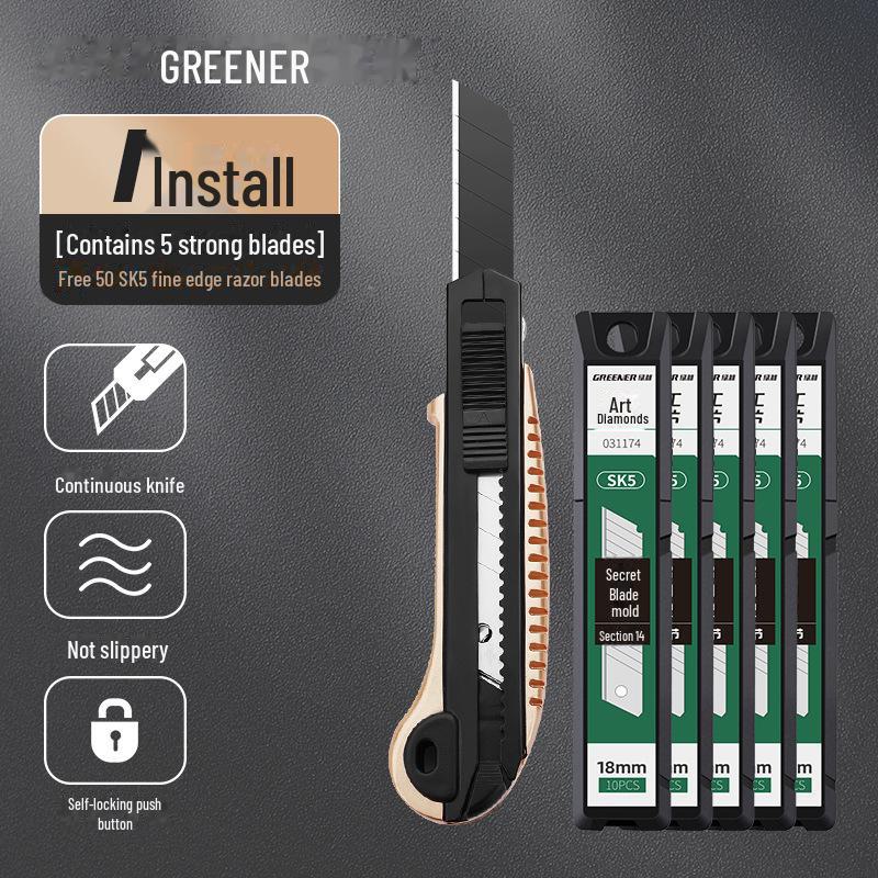 Green Forest Heavy-Duty All-Steel Utility Knife: Industrial-Grade, Thickened, Durable, Large Wallpaper & Paper Cutter