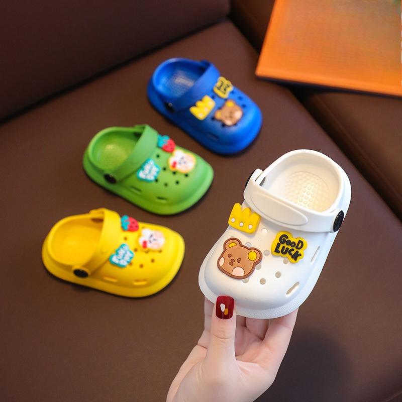Boy and Girl Cartoon-style Cute Slip-on Shoes with Non-slip Soles and Flip-flops