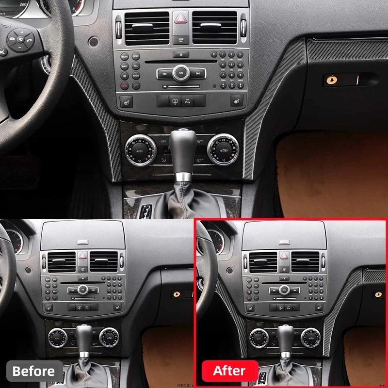 Carbon Fiber Center Console Sticker for Mercedes W204 2007-2010 Interior Panel Cover