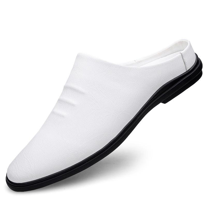 

Fashion Summer Punching Men Handmade Non-slip Half Dragging Comfortable Light Home Slippers Casual High-quality Flat Bottomed Loafers 45