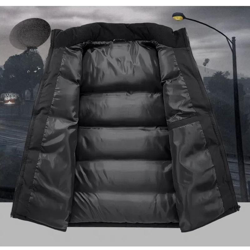 Men's Clothing High-neck Autumn Winter Cardigan Zipper Sleeveless Pockets Fashion Coats High Street Vests Contrast Color Tops