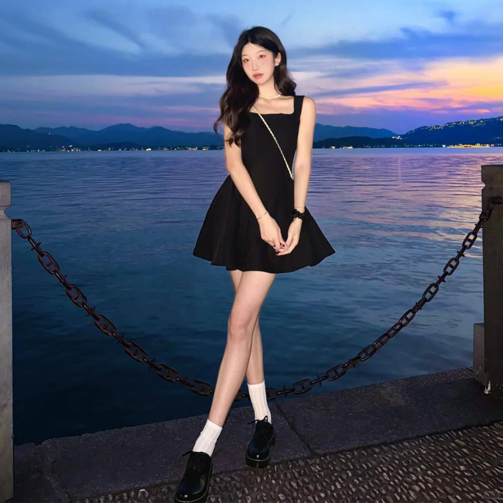 Damen Kurz A-Linien Kleid aus Baumwoll-Polyester-Mischung für legere Sommerkleidung
