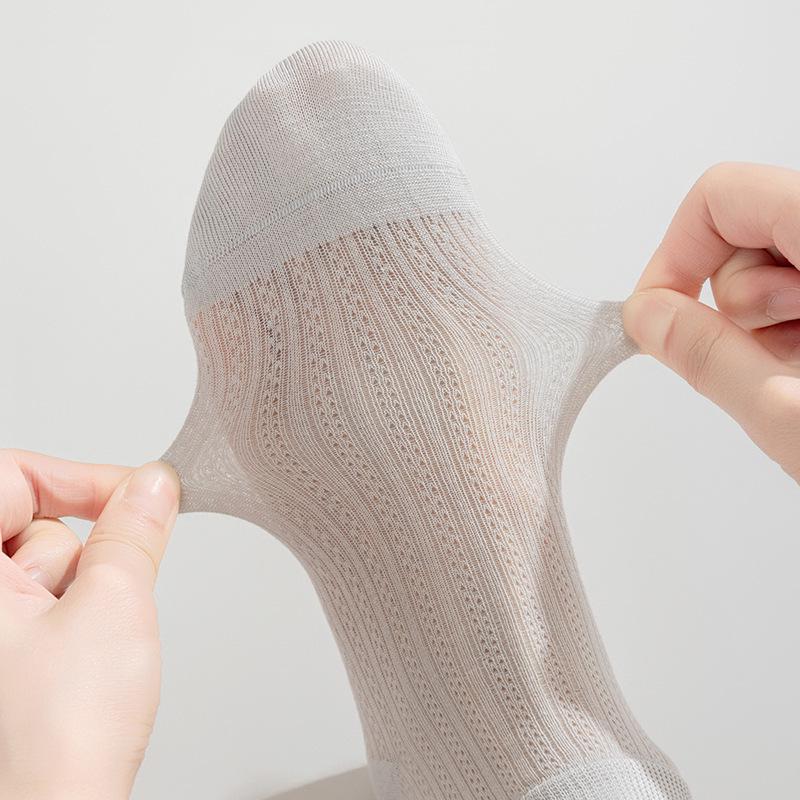 Women's Ultra-Thin Mulberry Silk Ankle Socks - Breathable, Mesh, Ballet Style, Summer Mid-Calf Length