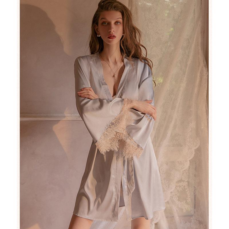 Sexy Pajamas Suspender Nightgown Women'S Halter Open Fork Pure Desire Hot Princess Style Nightgown Sex Temptation Set