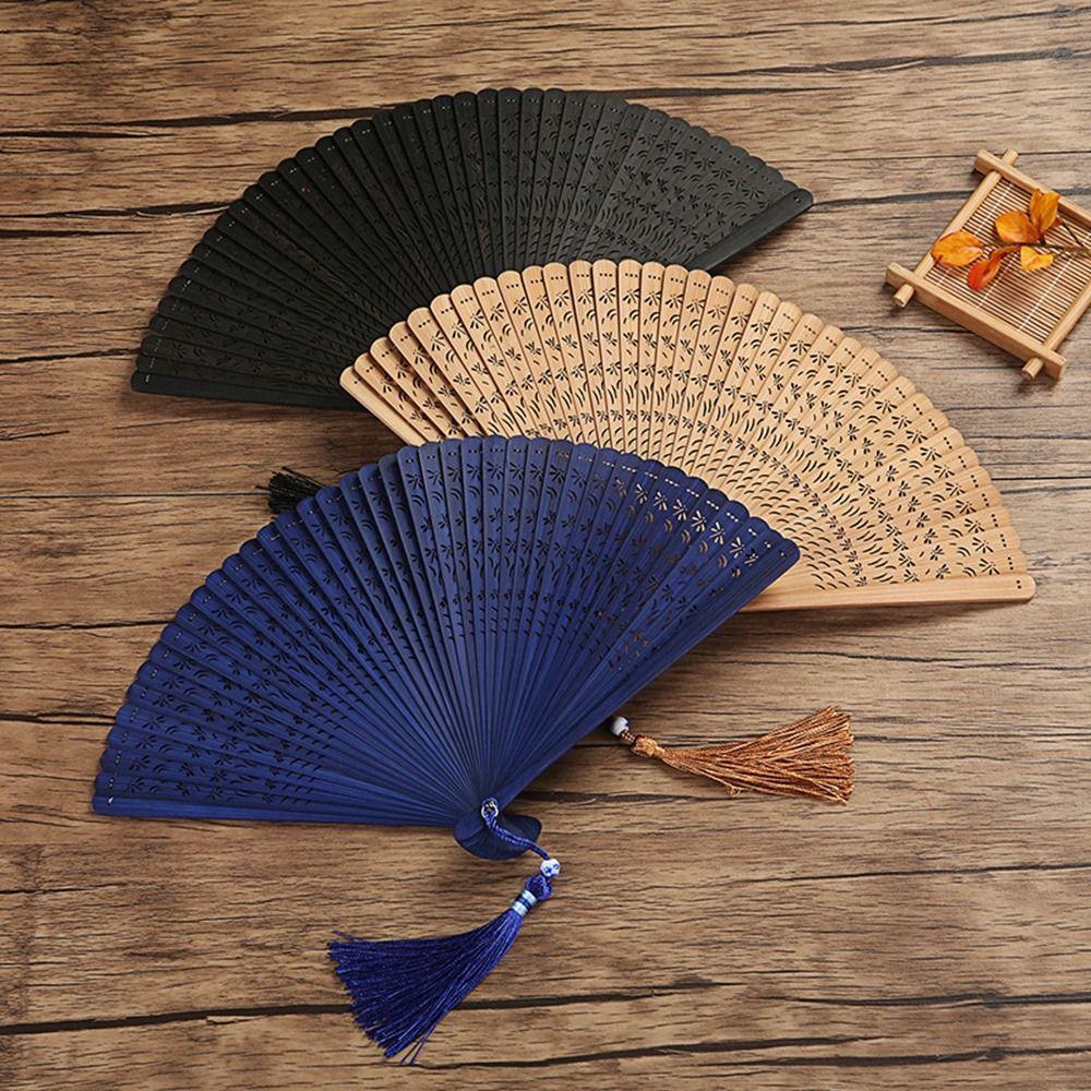 

18cm Folding Fan Chinese Style Dancing Fan Antique Mini Folding Fan Wedding коричневий
