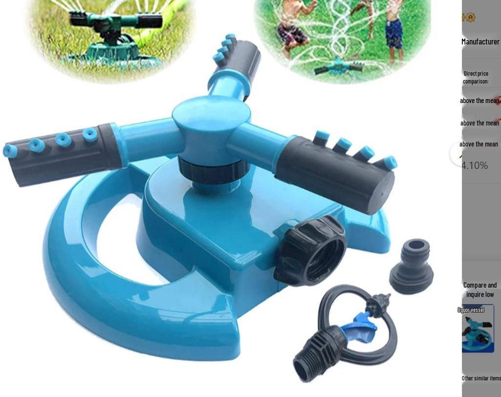Horticultural Tripod Sprinkler: Large Round Rotating Nozzle for 360° Irrigation and Concrete Curing.