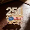Women Brooch Golden 3D Number 250 Rhinestones Mechanical Gear Base Metallic Design Brooch Pin Sparkling Number Badge
